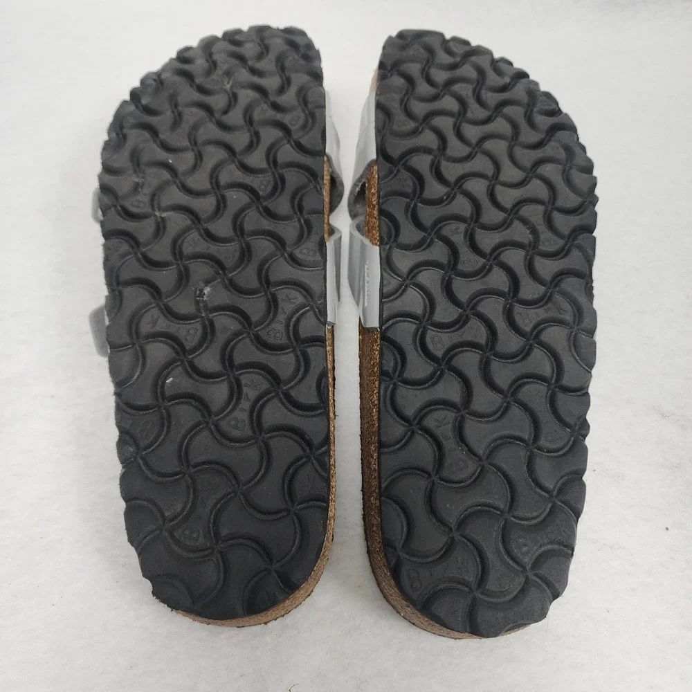 Birkenstock Franca Womens 9 Slide Gray Birko Flor Patent Slip On Comfort Sandal